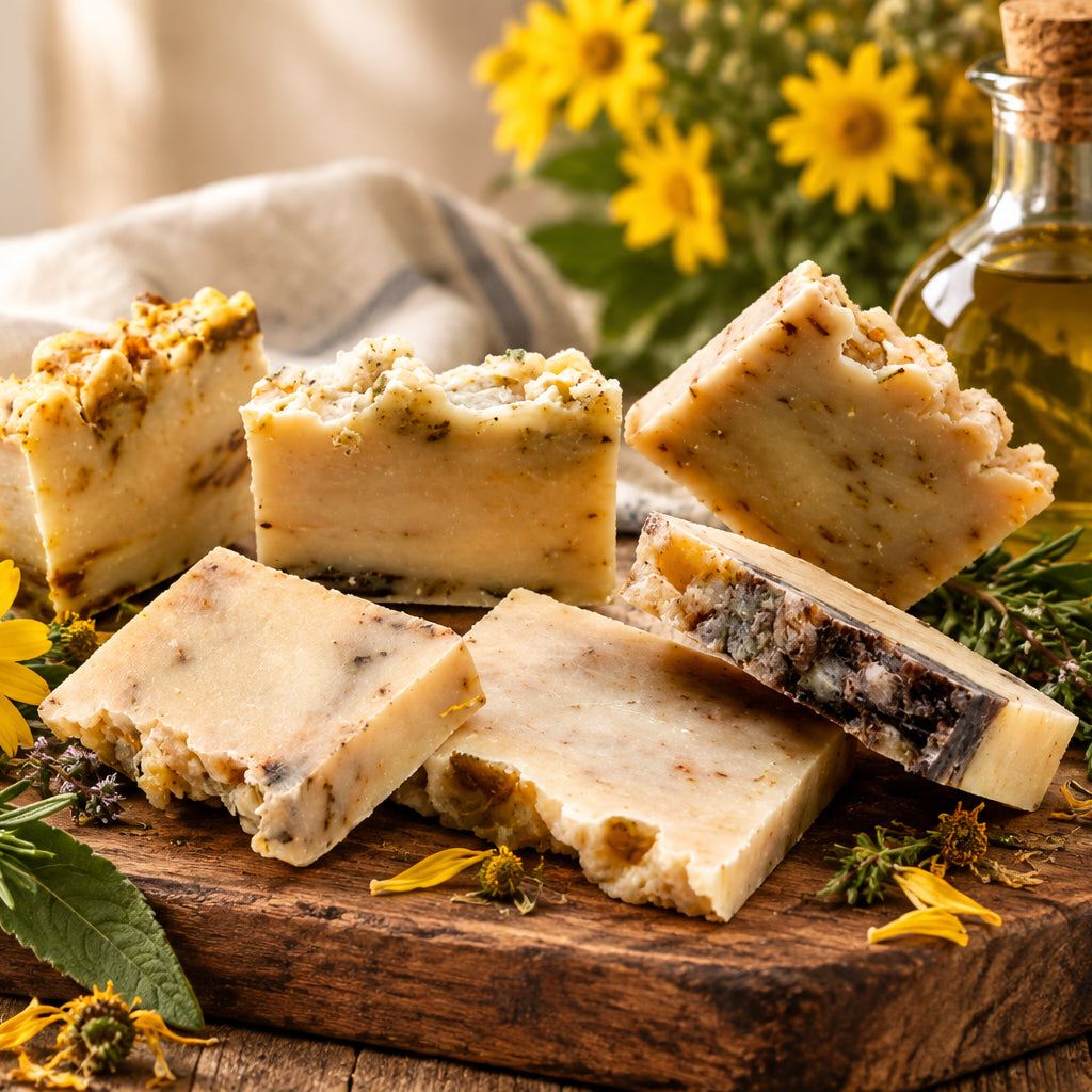Savon artisanal à l'huile d'olive et à l'arnica. 90-100g