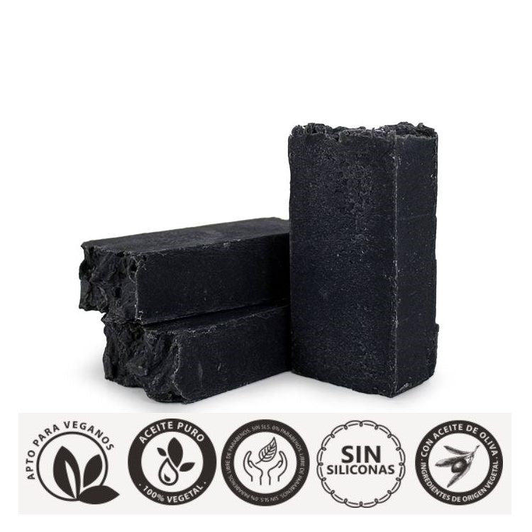 Savon artisanal à l'huile d'olive avec charbon actif. 90-100g