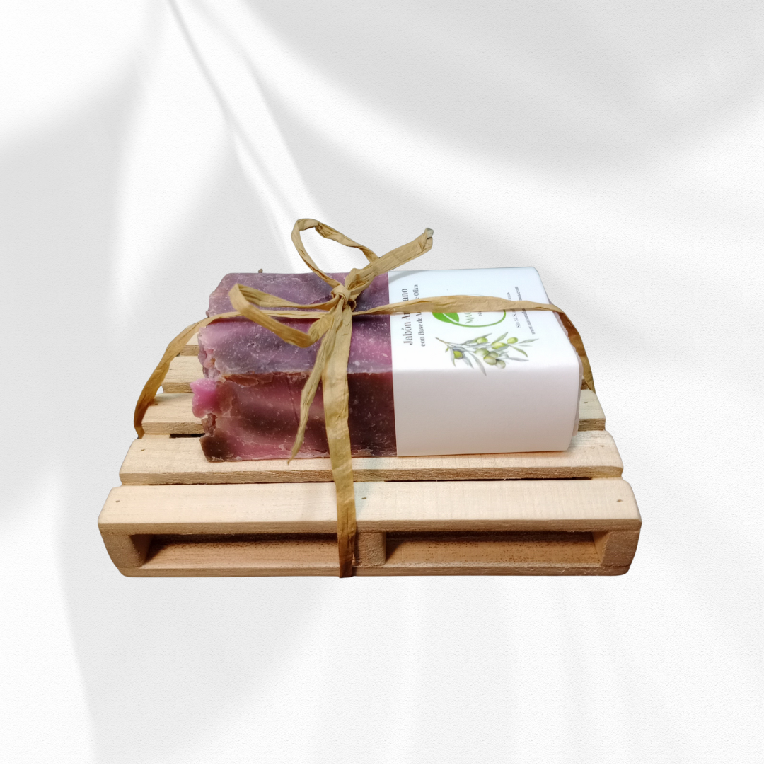 Jabón Artesano de Aceite de Oliva con Jabonera de Madera.