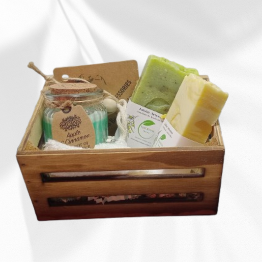 Cesta Básica Eco: Jabones Artesanales y Vela de Soja Natural