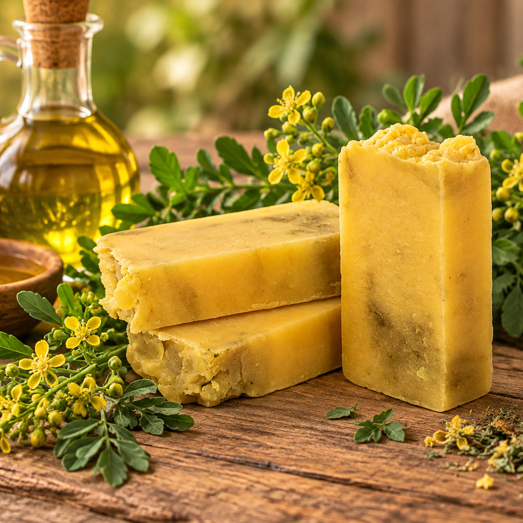 Savon artisanal à l’huile d’olive avec Rue. 90-100g