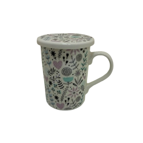 Taza Infusiones modelo "Primavera" con Filtro y tapa. 340ml