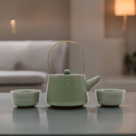 Set de té ceremonial Japones. Sake, matcha, Infusiones. Mod Verde Elegance.