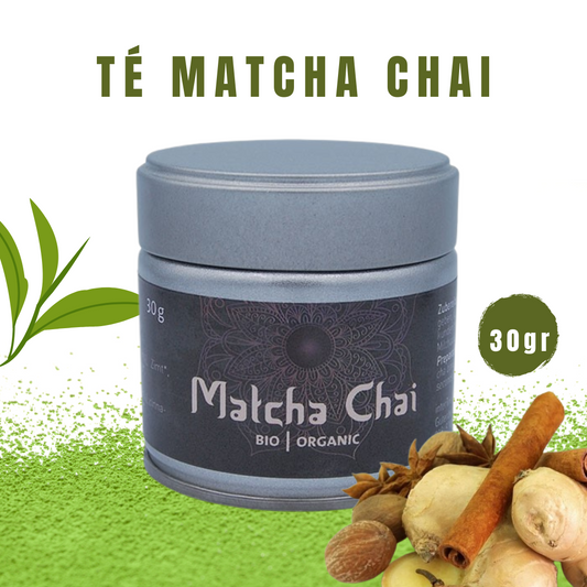 Té Matcha Japones sabor Chai. Con Canela,Curcuma,Anis y Clavo. 30gr.