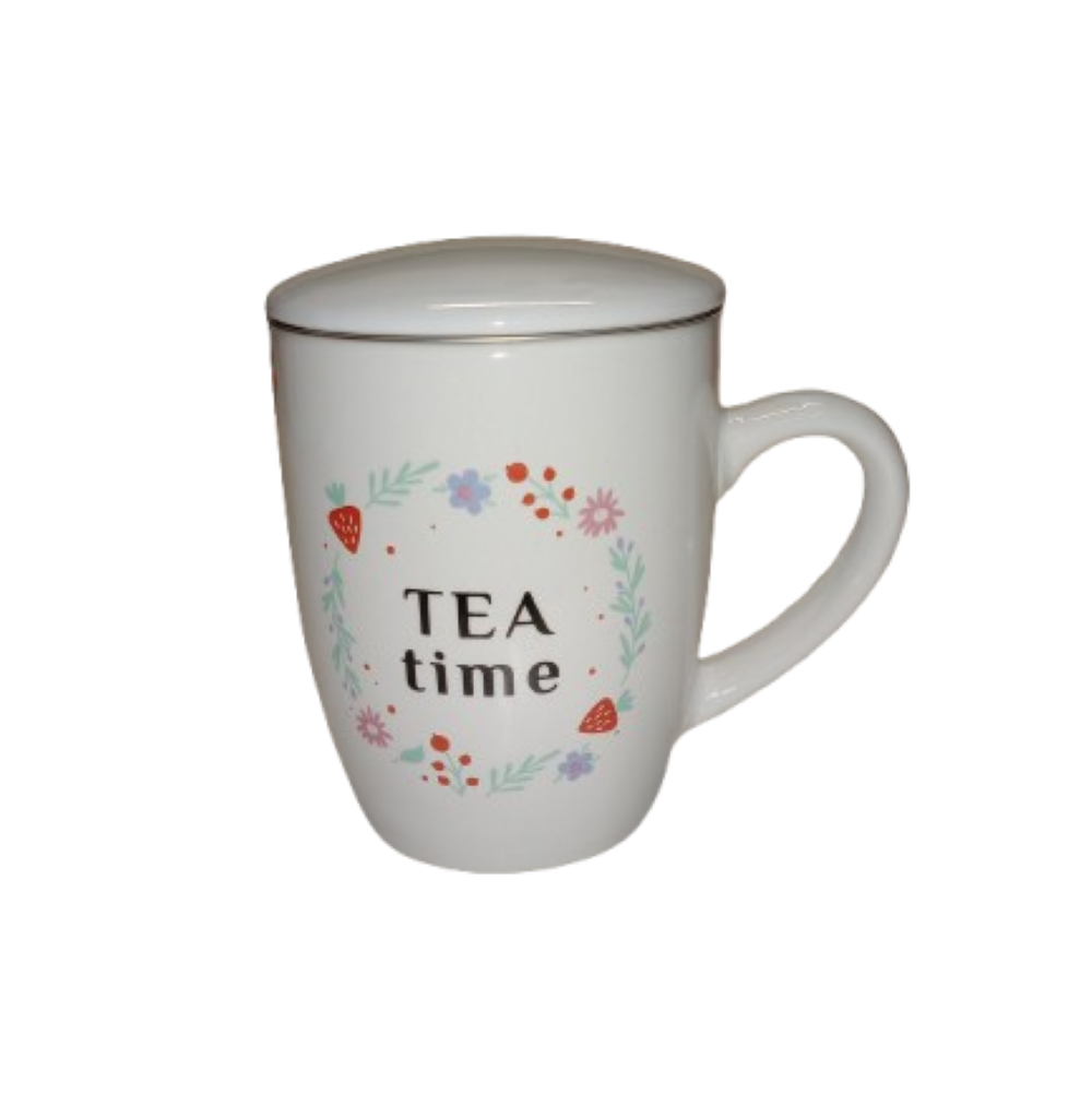 Taza Tetera para Infusiones modelo "TÉ TIME" con Filtro y tapa. 340ml