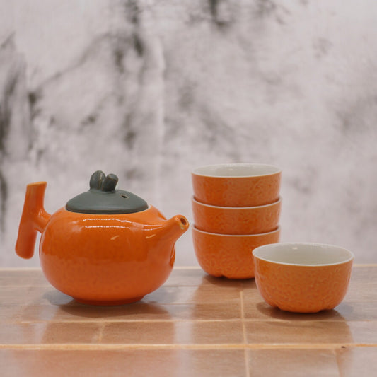 Set de té ceremonial Japones. Sake, matcha, Infusiones. Mod Orange.