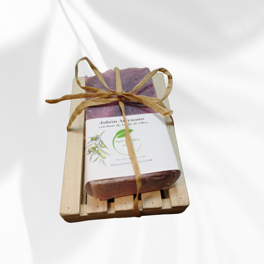 Jabón Artesano de Aceite de Oliva con Jabonera de Madera.