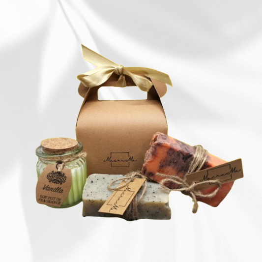 Caja Basic Jabones Artesanos y Vela de Soja Natural