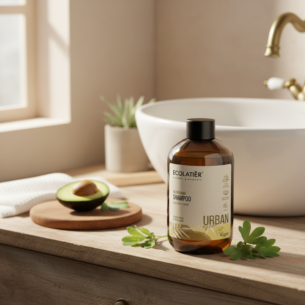 Champú nutritivo natural para cabello seco — Aguacate y Malva, 600 ml