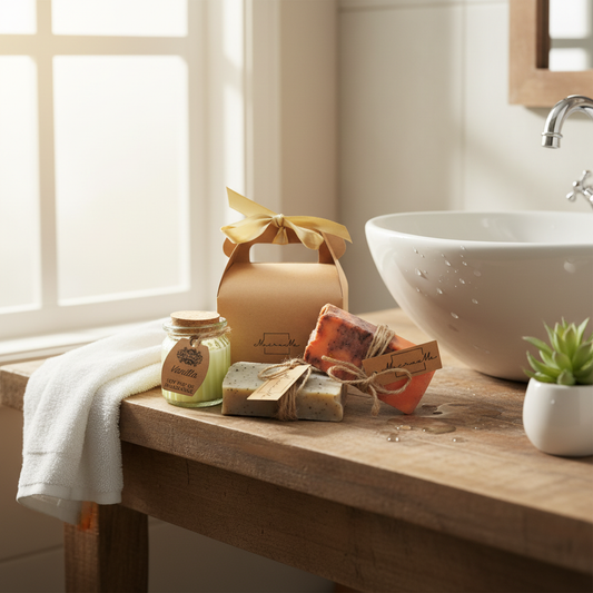 Caja Básica de Jabones Artesanales y Vela de Soja Ecológica