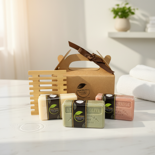 Caja regalo 'Alma de Marsella' — Jabón natural de Marsella + jabonera de madera artesanal