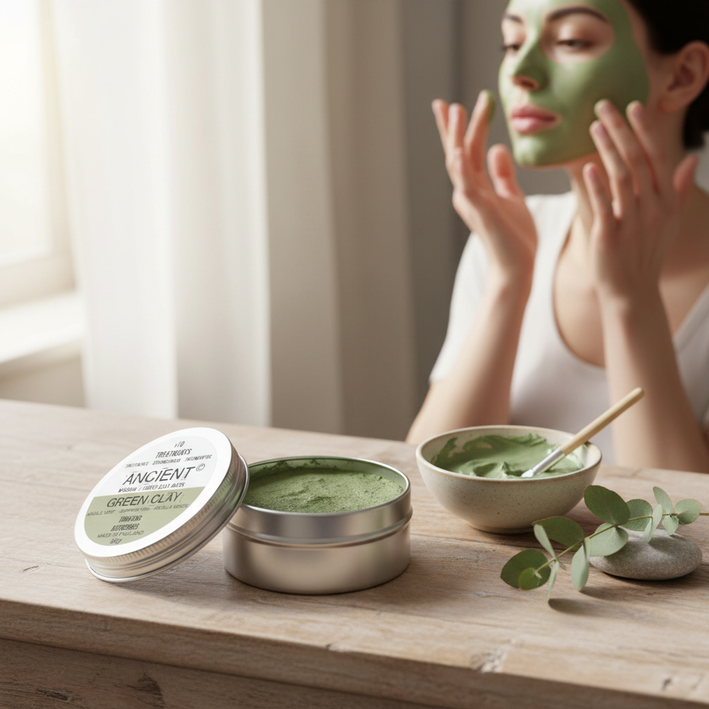 Grüne Tonmaske für alle Hauttypen. 80gr