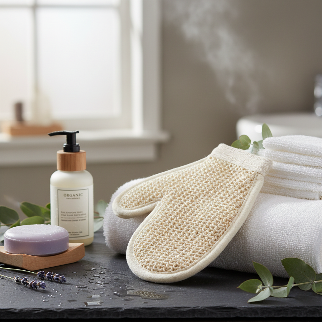 Manopla exfoliante de sisal 100% natural.