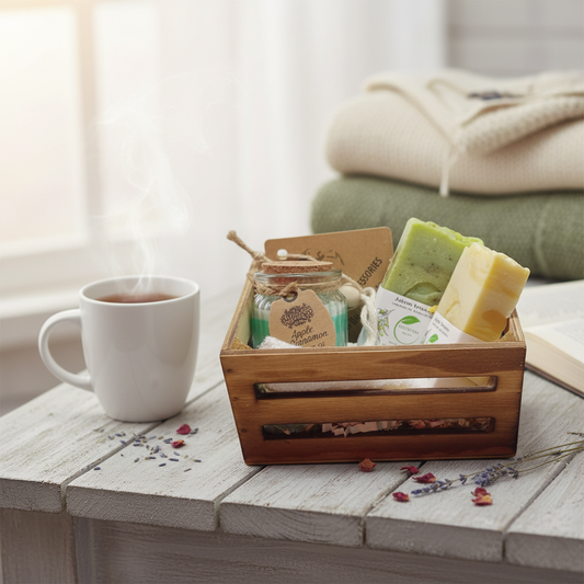 Cesta Básica Eco: Jabones Artesanales y Vela de Soja Natural