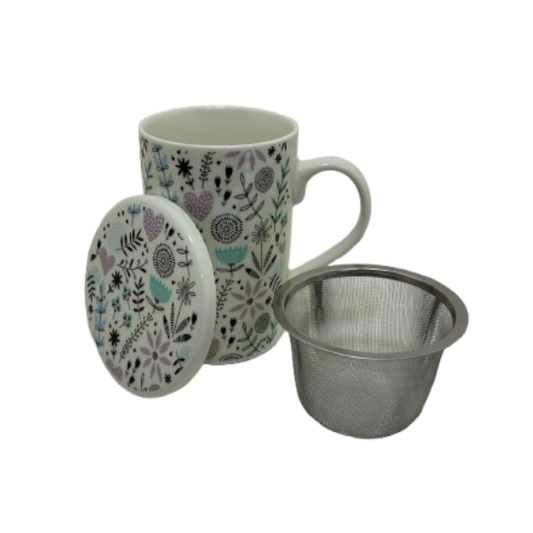 Taza para Infusiones modelo "Primavera II" con Filtro y tapa. 340ml