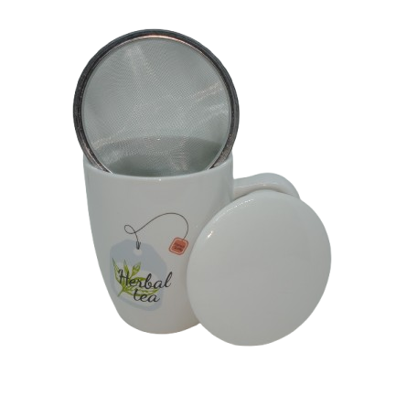 Taza Tetera para Infusiones modelo "Herbal Te" con Filtro y tapa 350ml